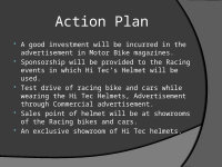 Page 22: Marketing plan of hi tec helmet company